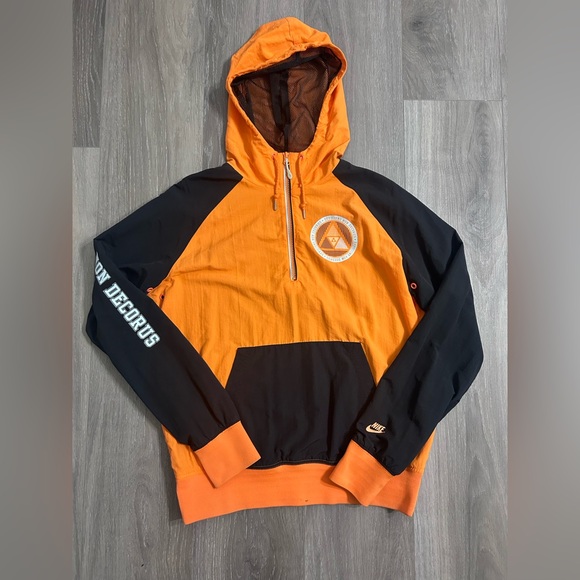 Nike Vintage Black and Orange Pullover Windbreaker Jacket - Picture 1 of 4